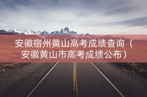 安徽宿州黄山高考成绩查询（安徽黄山市高考成绩公布）