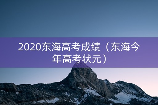 2020东海高考成绩（东海今年高考状元）