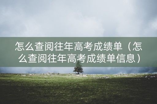 怎么查阅往年高考成绩单（怎么查阅往年高考成绩单信息）