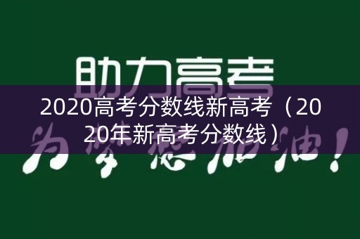 2020高考分数线新高考（2020年新高考分数线）