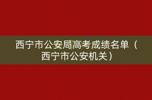 西宁市公安局高考成绩名单（西宁市公安机关）