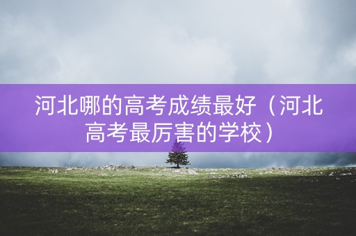 河北哪的高考成绩最好（河北高考最厉害的学校）