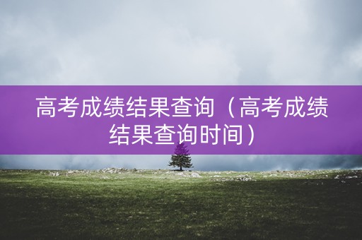 高考成绩结果查询（高考成绩结果查询时间）