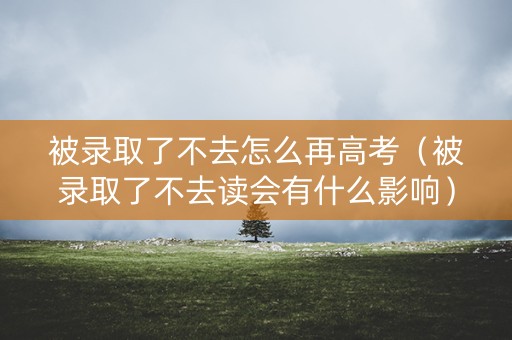 被录取了不去怎么再高考（被录取了不去读会有什么影响）