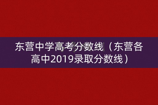 东营中学高考分数线（东营各高中2019录取分数线）