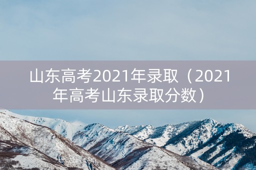 山东高考2021年录取（2021年高考山东录取分数）