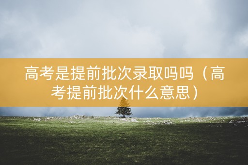 高考是提前批次录取吗吗（高考提前批次什么意思）