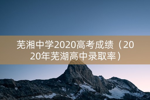 芜湘中学2020高考成绩（2020年芜湖高中录取率）