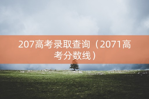 207高考录取查询（2071高考分数线）