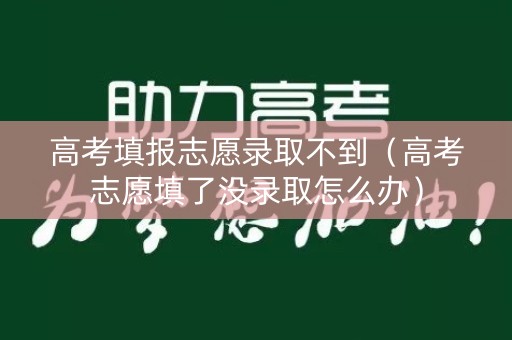 高考填报志愿录取不到（高考志愿填了没录取怎么办）