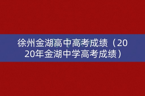 徐州金湖高中高考成绩（2020年金湖中学高考成绩）
