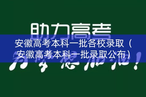 安徽高考本科一批各校录取（安徽高考本科一批录取公布）