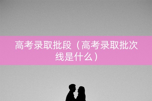 高考录取批段（高考录取批次线是什么）