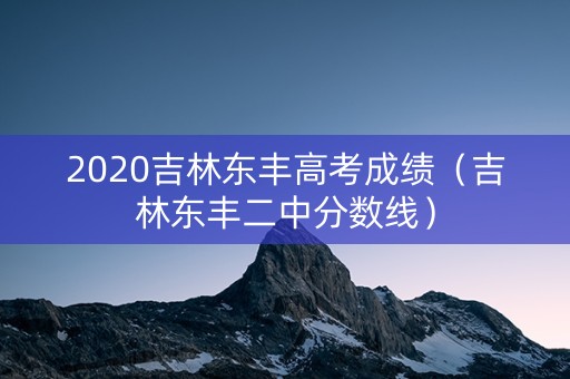 2020吉林东丰高考成绩（吉林东丰二中分数线）