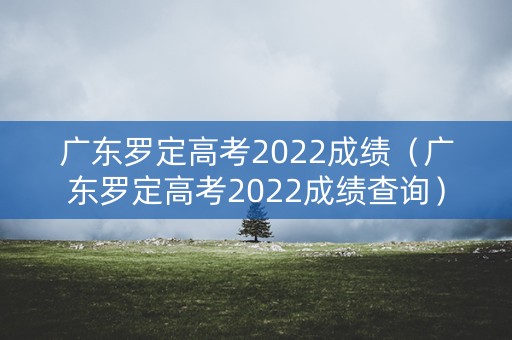 广东罗定高考2022成绩（广东罗定高考2022成绩查询）