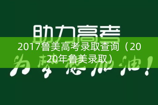 2017鲁美高考录取查询（2020年鲁美录取）