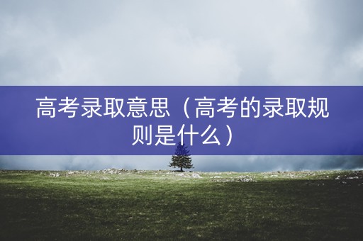 高考录取意思（高考的录取规则是什么）