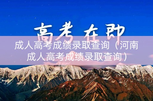 成人高考成绩录取查询（河南成人高考成绩录取查询）