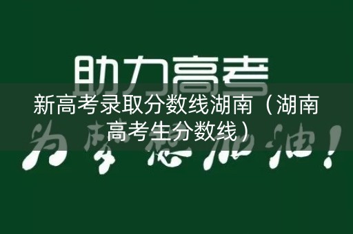 新高考录取分数线湖南（湖南高考生分数线）