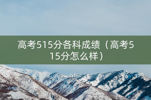 高考515分各科成绩（高考515分怎么样）