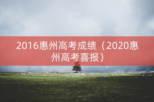 2016惠州高考成绩（2020惠州高考喜报）