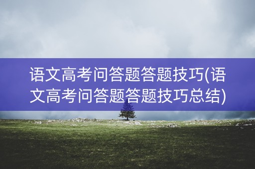语文高考问答题答题技巧(语文高考问答题答题技巧总结)