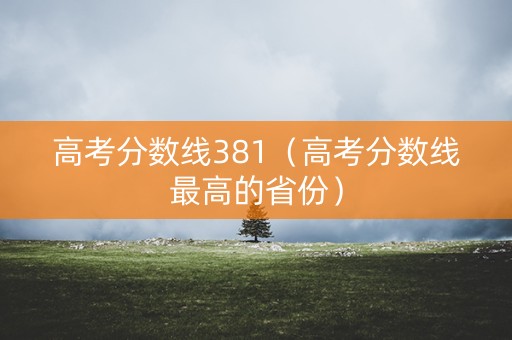 高考分数线381（高考分数线最高的省份）