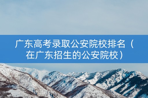 广东高考录取公安院校排名（在广东招生的公安院校）