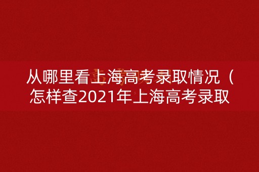 从哪里看上海高考录取情况（怎样查2021年上海高考录取结果）