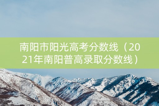 南阳市阳光高考分数线（2021年南阳普高录取分数线）
