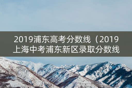 2019浦东高考分数线（2019上海中考浦东新区录取分数线）
