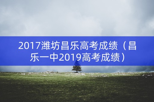 2017潍坊昌乐高考成绩（昌乐一中2019高考成绩）