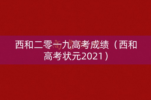 西和二零一九高考成绩（西和高考状元2021）