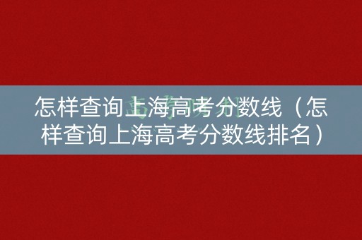 怎样查询上海高考分数线（怎样查询上海高考分数线排名）