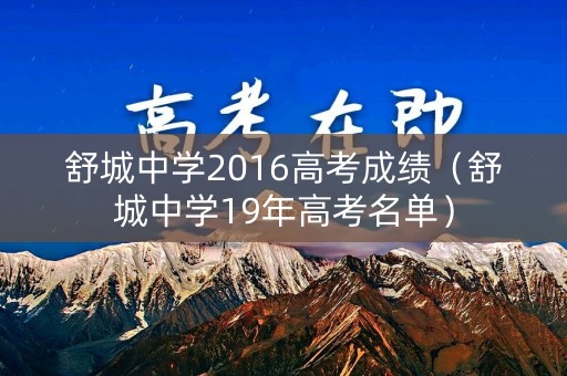 舒城中学2016高考成绩（舒城中学19年高考名单）