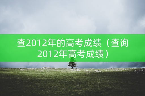 查2012年的高考成绩（查询2012年高考成绩）