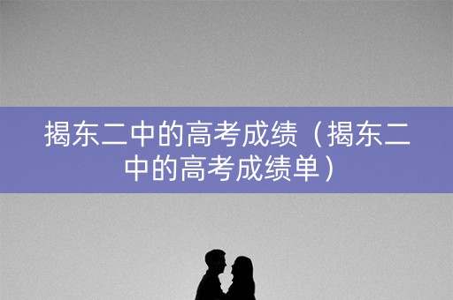 揭东二中的高考成绩（揭东二中的高考成绩单）