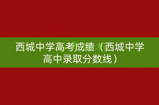西城中学高考成绩（西城中学高中录取分数线）