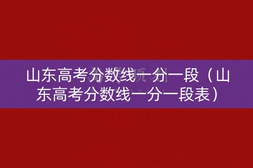 山东高考分数线一分一段（山东高考分数线一分一段表）