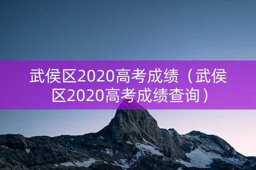 武侯区2020高考成绩（武侯区2020高考成绩查询）