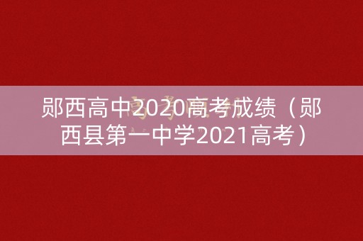郧西高中2020高考成绩（郧西县第一中学2021高考）