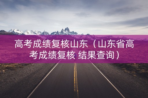高考成绩复核山东（山东省高考成绩复核 结果查询）