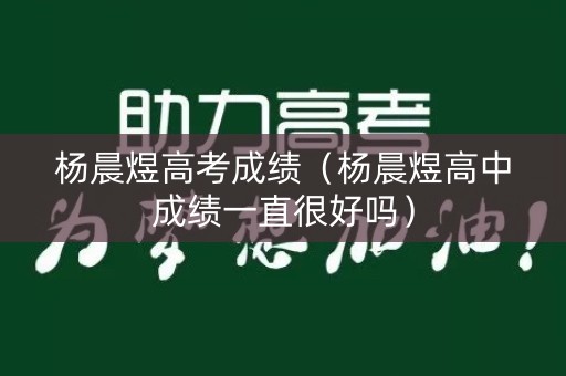 杨晨煜高考成绩（杨晨煜高中成绩一直很好吗）