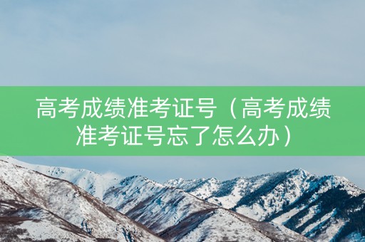 高考成绩准考证号（高考成绩准考证号忘了怎么办）