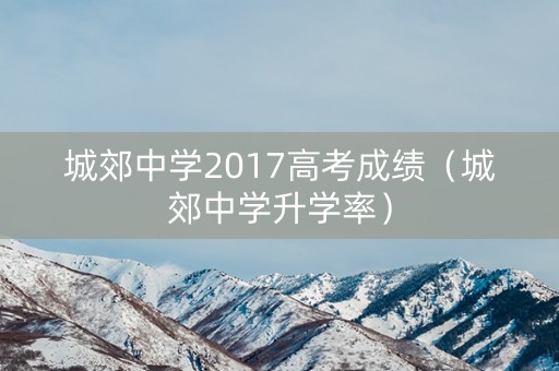 城郊中学2017高考成绩（城郊中学升学率）