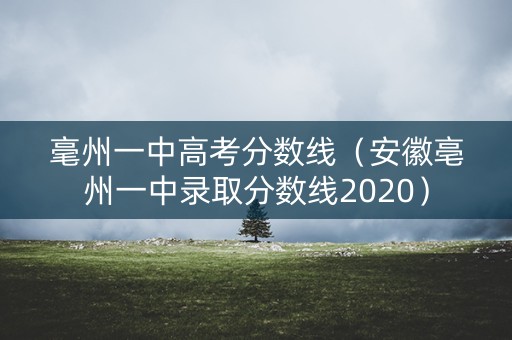 毫州一中高考分数线（安徽亳州一中录取分数线2020）