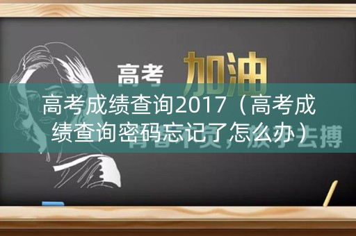 高考成绩查询2017（高考成绩查询密码忘记了怎么办）