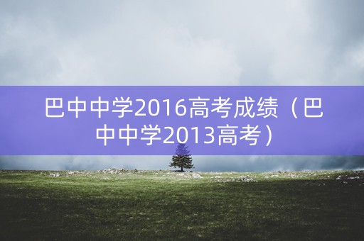 巴中中学2016高考成绩（巴中中学2013高考）