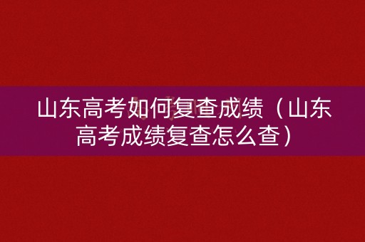 山东高考如何复查成绩（山东高考成绩复查怎么查）
