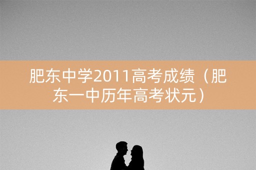 肥东中学2011高考成绩（肥东一中历年高考状元）